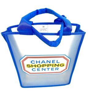 CHANEL Novelty Tote Bag/Handbag Blue Clear✨Logo 2014 France EVENT BAG — NWT